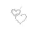 Load image into Gallery viewer, Double Hearts Gold Charm Pendant, 14k Solid Gold, Natural Diamonds, Gift for her, Intertwined love Dainty Bracelet, Tiny Heart Necklace
