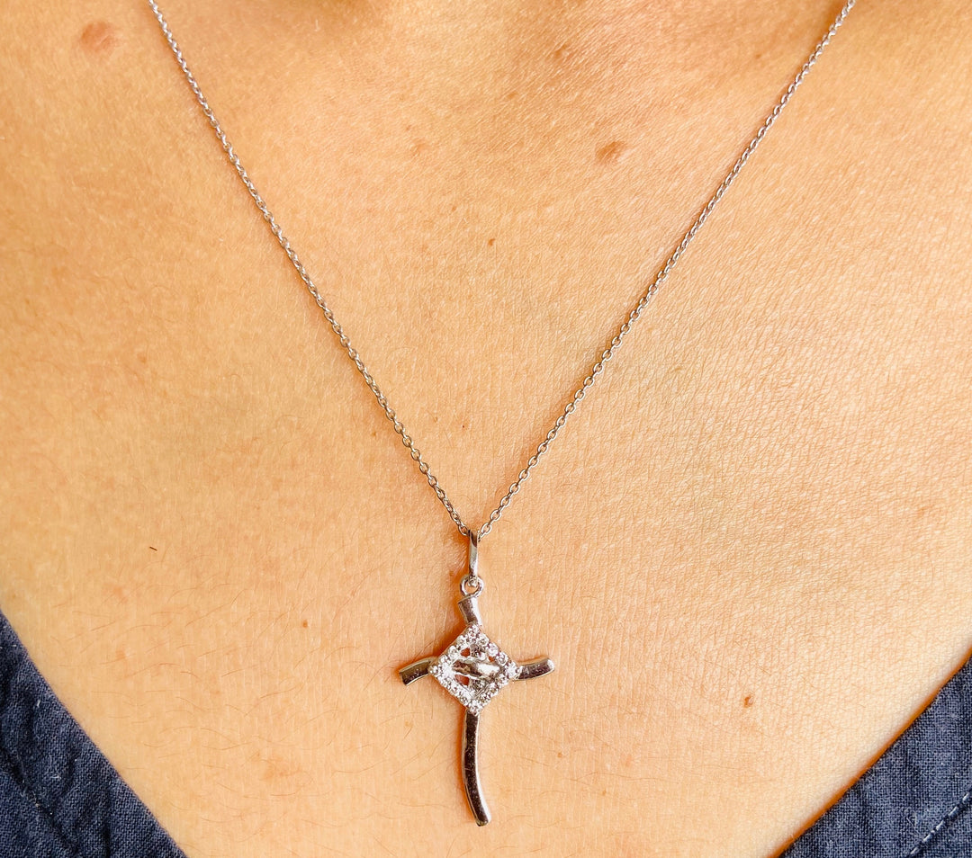 Cross Diamond Pendant, 14k Solid Gold, Natural Diamonds, Religious Jewelry, Gift For Her