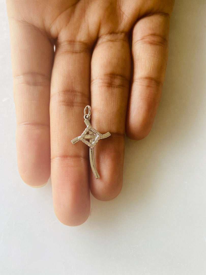 Cross Diamond Pendant, 14k Solid Gold, Natural Diamonds, Religious Jewelry, Gift For Her
