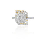 Load image into Gallery viewer, Baguettes and Round Diamond Ring In Illusion Setting, 14k Solid Gold, Natural Diamonds, Perfect Gift for her
