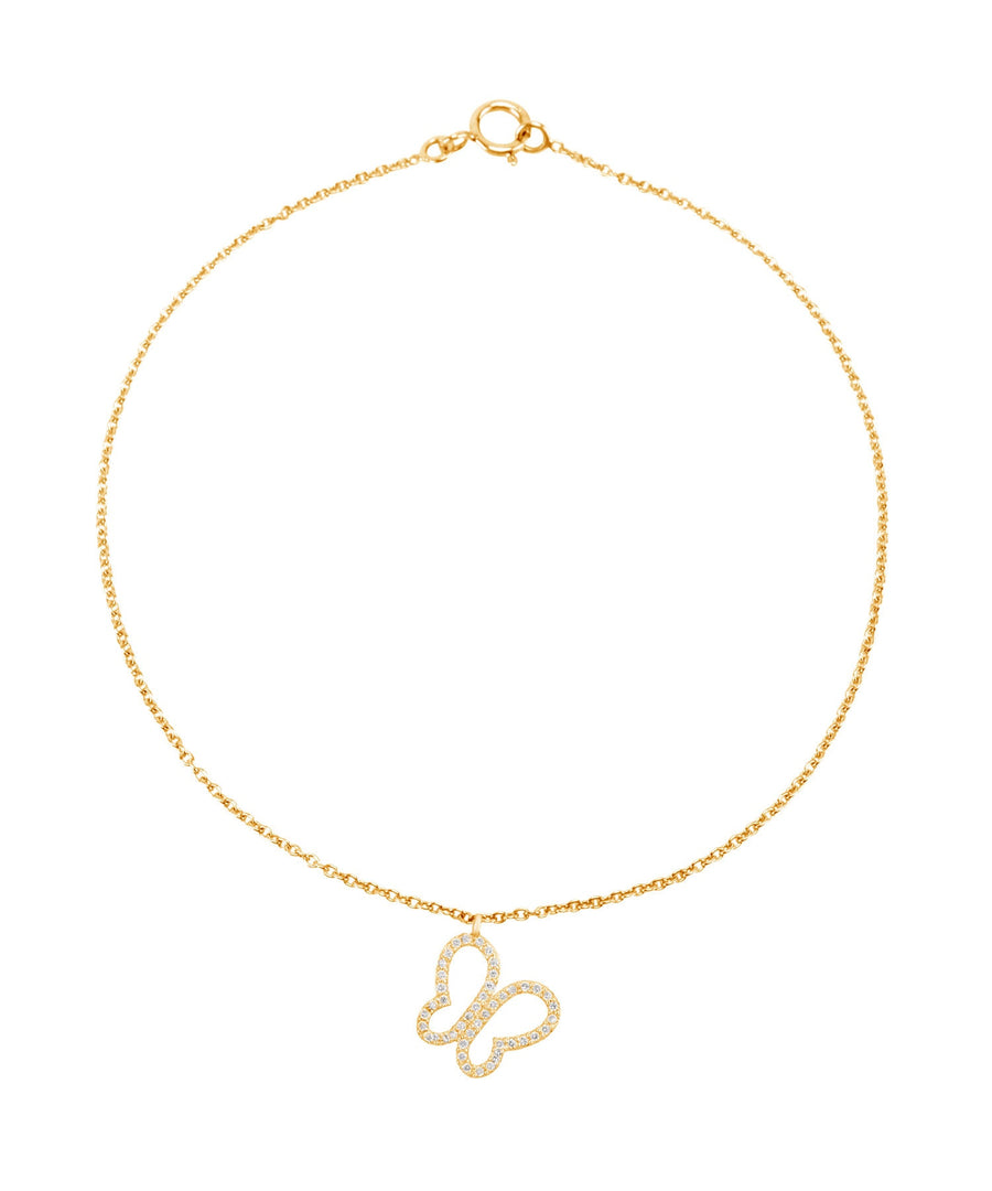 Butterfly Diamond Charm, 14k Solid Gold, Natural Diamonds, Stackable Animal Pendant, Everyday Jewelry