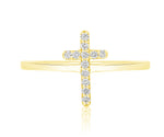 Load image into Gallery viewer, Cross Diamond Ring, 14k Solid Gold, Natural Diamonds, Gift for her, Stackable Jewelry, Minimalist Religious Ring, Handmade Cross Ring

