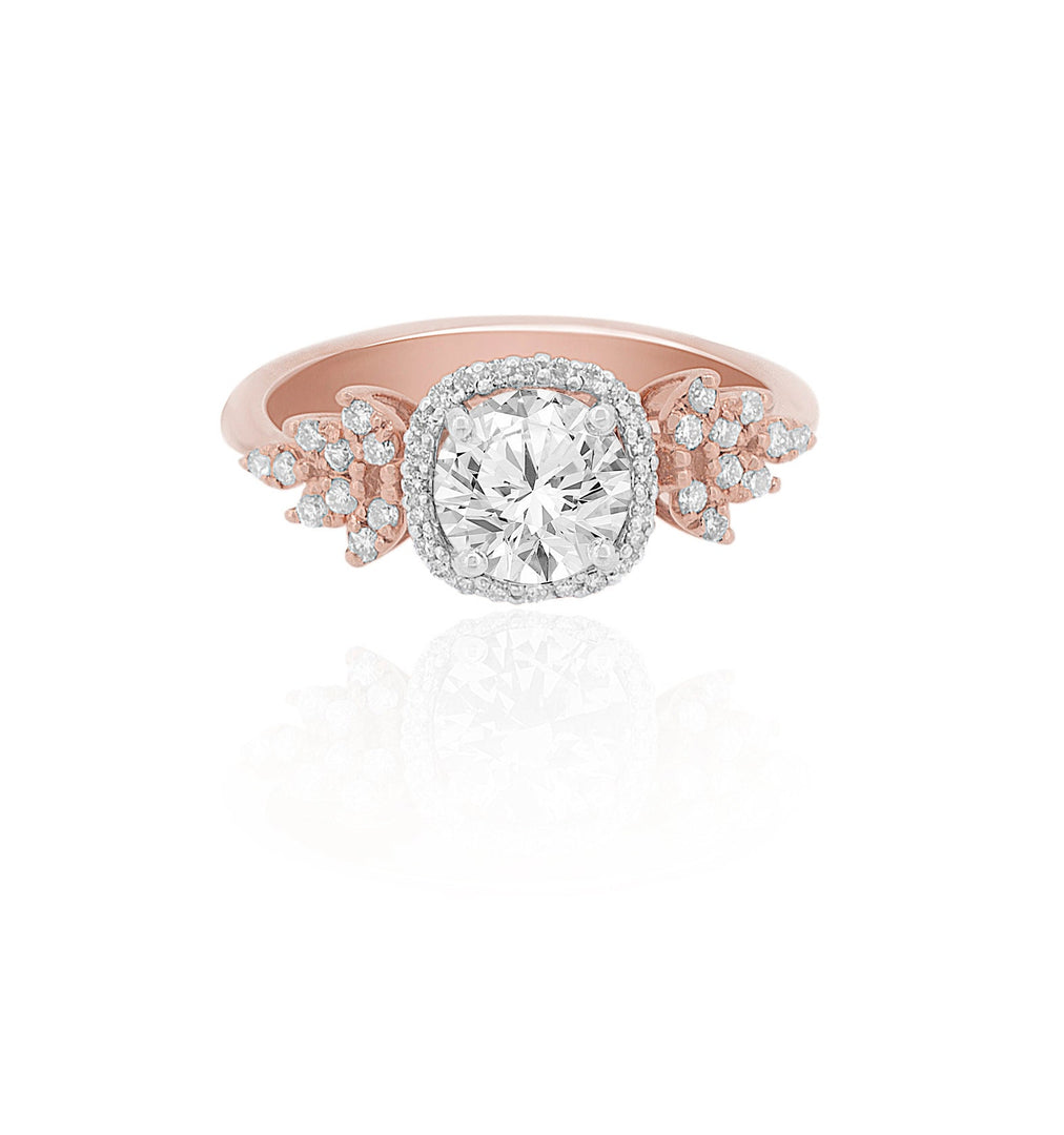 Round Solitaire Diamond Ring, Moissanite Engagement Ring, 14K Solid Gold, Gift For Her