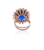 Load image into Gallery viewer, Blue Sapphire Gemstone Diamond Ring, Cocktail Gold Ring, 14k Solid Gold Blue Stone Ring, Gift for her, Natural Diamonds, Birthstone Rings
