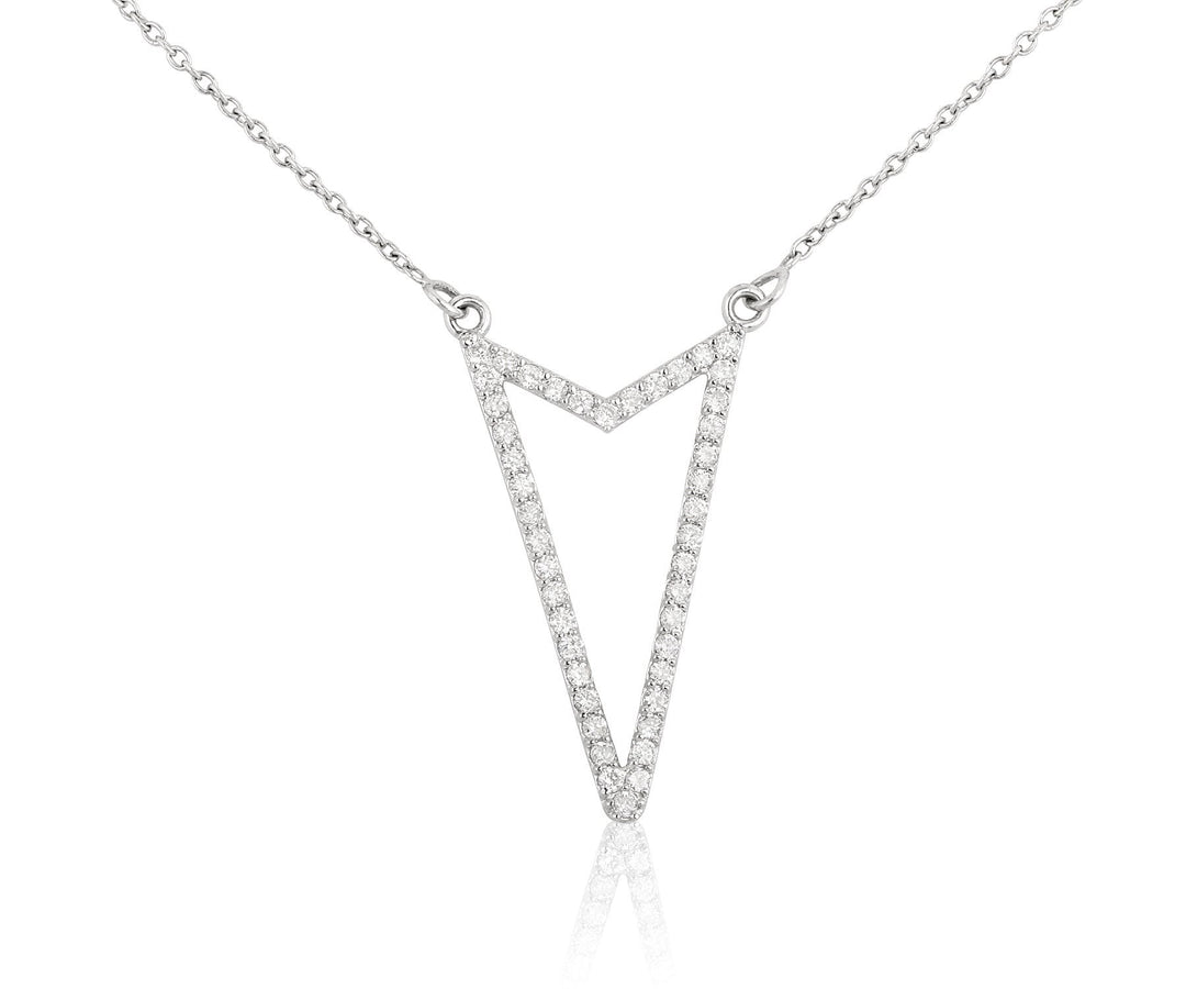 Triangle Diamond Necklace, 14k Solid Gold Diamond Arrow necklace, Natural Diamonds, Layering Solid, Gift For Her
