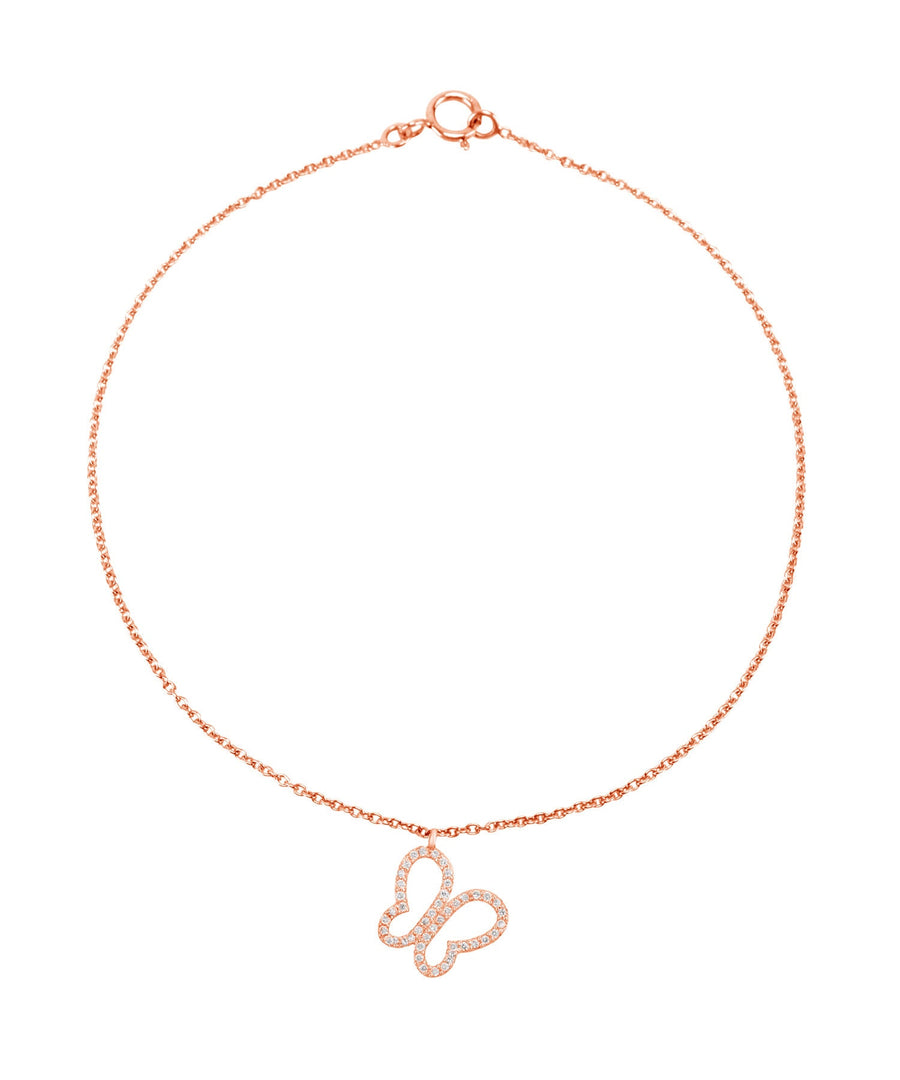 Butterfly Diamond Charm, 14k Solid Gold, Natural Diamonds, Stackable Animal Pendant, Everyday Jewelry