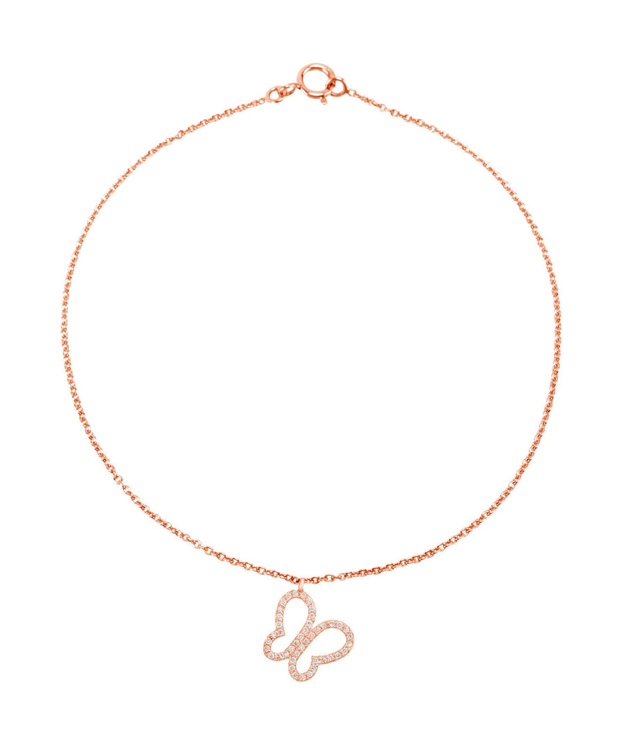 Butterfly Diamond Charm, 14k Solid Gold, Natural Diamonds, Stackable Animal Pendant, Everyday Jewelry, Open Wings Minimalist Jewelry