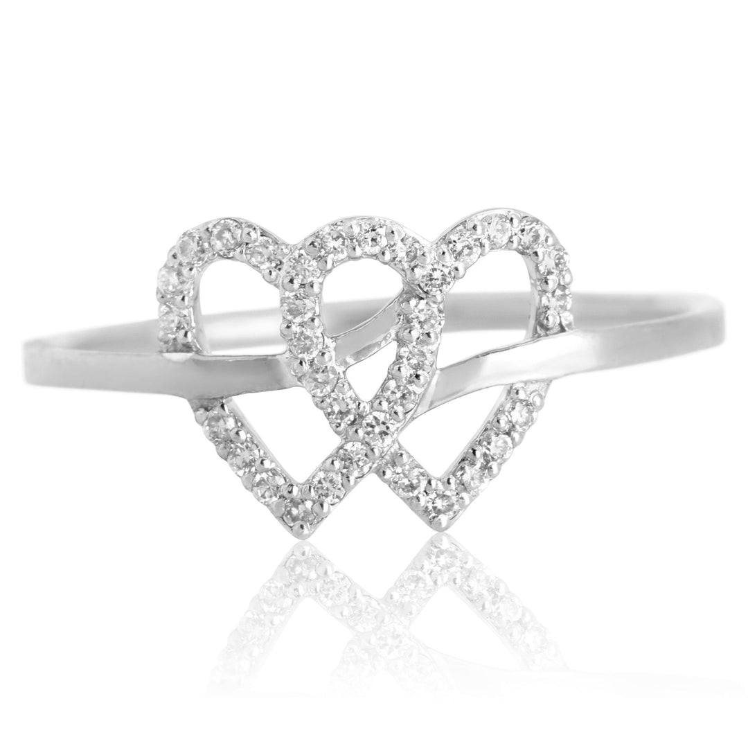 Double Heart Diamond Ring, 14k Solid Gold, Natural Diamonds, Proposal Ring, , Everyday Jewelry Gift For Her