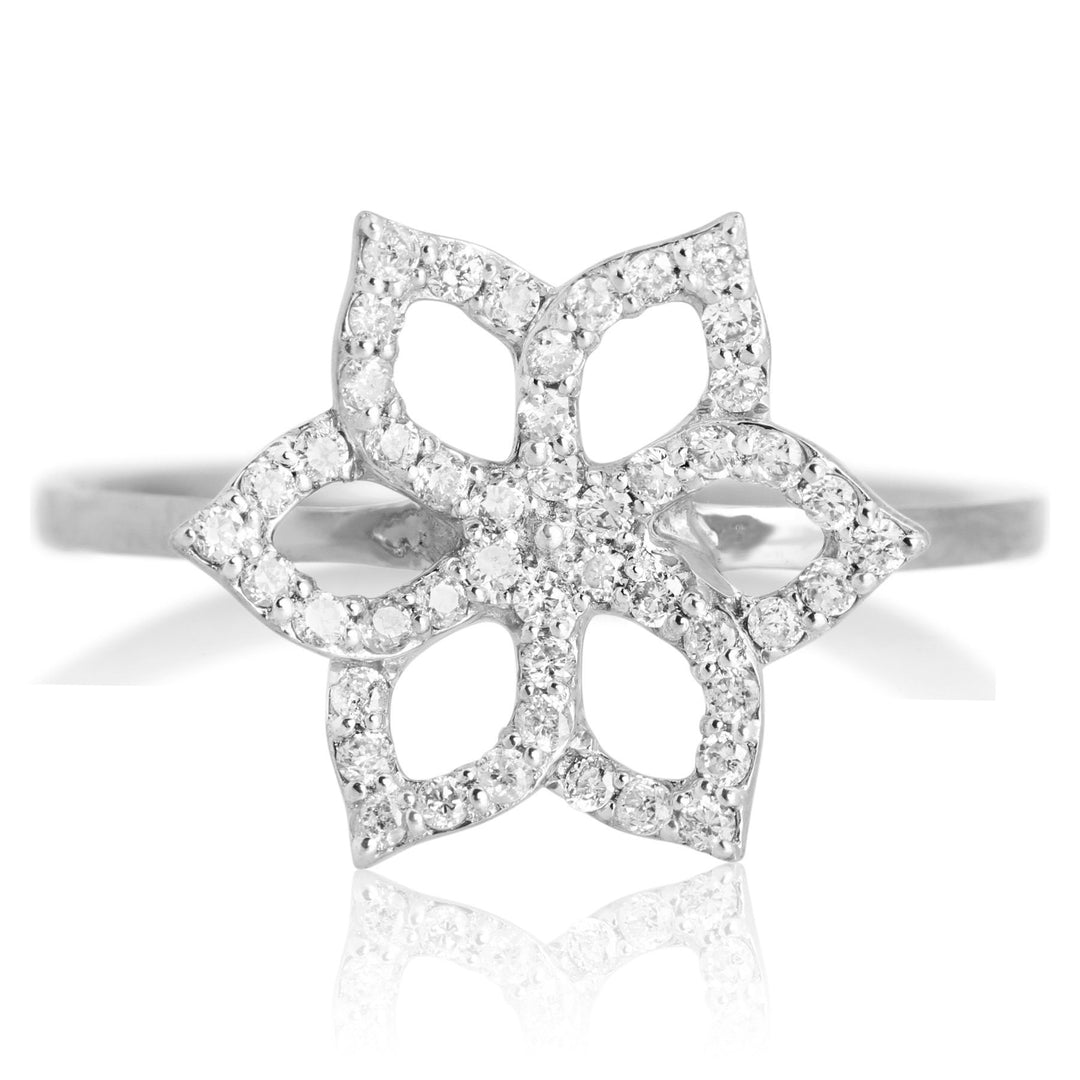 Flower Diamond Ring, 14k Solid Gold, Natural Diamonds, , Everyday Floral Jewelry Gift For Her