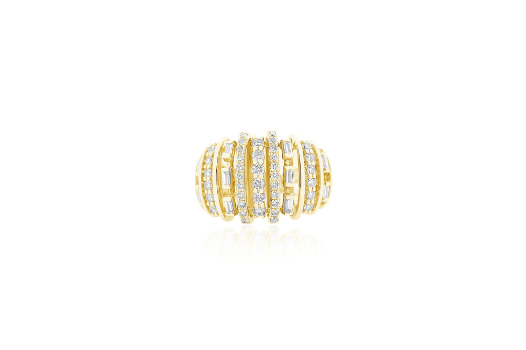 Baguette and Round Diamond Eternity Band, 14k Solid Gold Ring, Natural Diamonds, Cocktail Ring, Gift for her