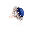 Load image into Gallery viewer, Blue Sapphire Gemstone Diamond Ring, Cocktail Gold Ring, 14k Solid Gold Blue Stone Ring, Gift for her, Natural Diamonds, Birthstone Rings
