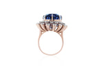 Load image into Gallery viewer, Blue Sapphire Gemstone Diamond Ring, Cocktail Gold Ring, 14k Solid Gold Blue Stone Ring, Gift for her, Natural Diamonds, Birthstone Rings
