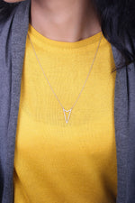Load image into Gallery viewer, Triangle Diamond Necklace, 14k Solid Gold Diamond Arrow necklace, Natural Diamonds, Layering Solid, Gift for her
