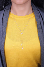 Load image into Gallery viewer, Double Triangle Layered Diamond Charm Necklace, 14k Solid Gold, Natural Diamonds, Ready To Ship, Women&#39;s Day Gift
