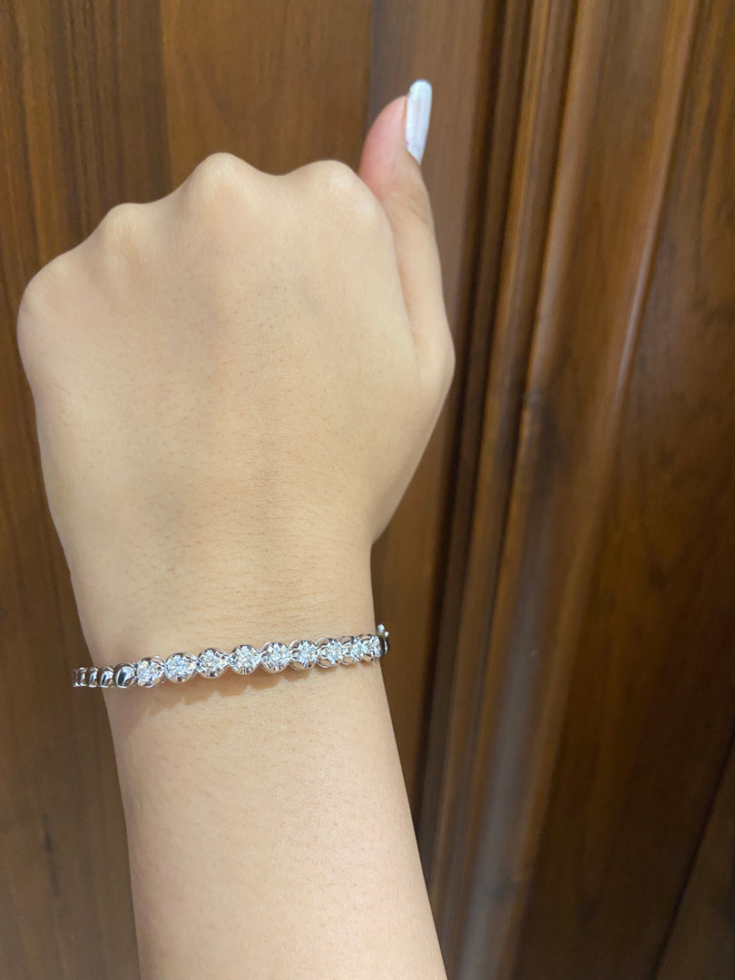 Solitaire Diamond Bracelet In 14kt Solid Gold, Illusion Setting With Natural Diamonds, Ready To Ship, Women&#39;s Day Gift