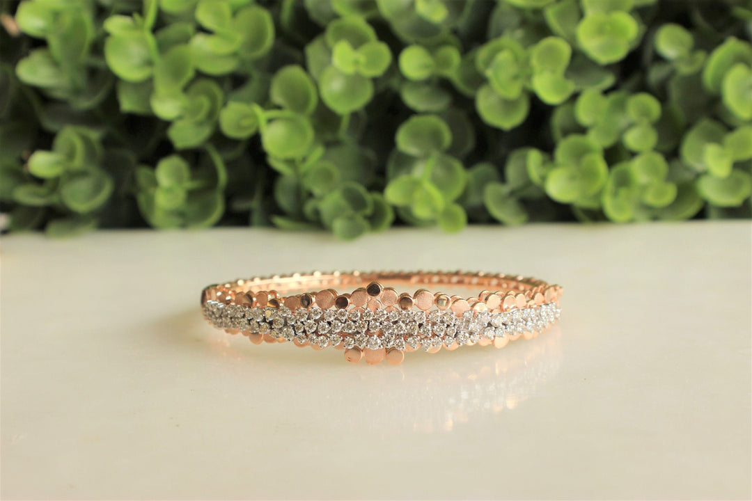 14k Solid Gold Diamond Bangle Bracelet, Cluster Setting, Natural Diamonds, Gift for her