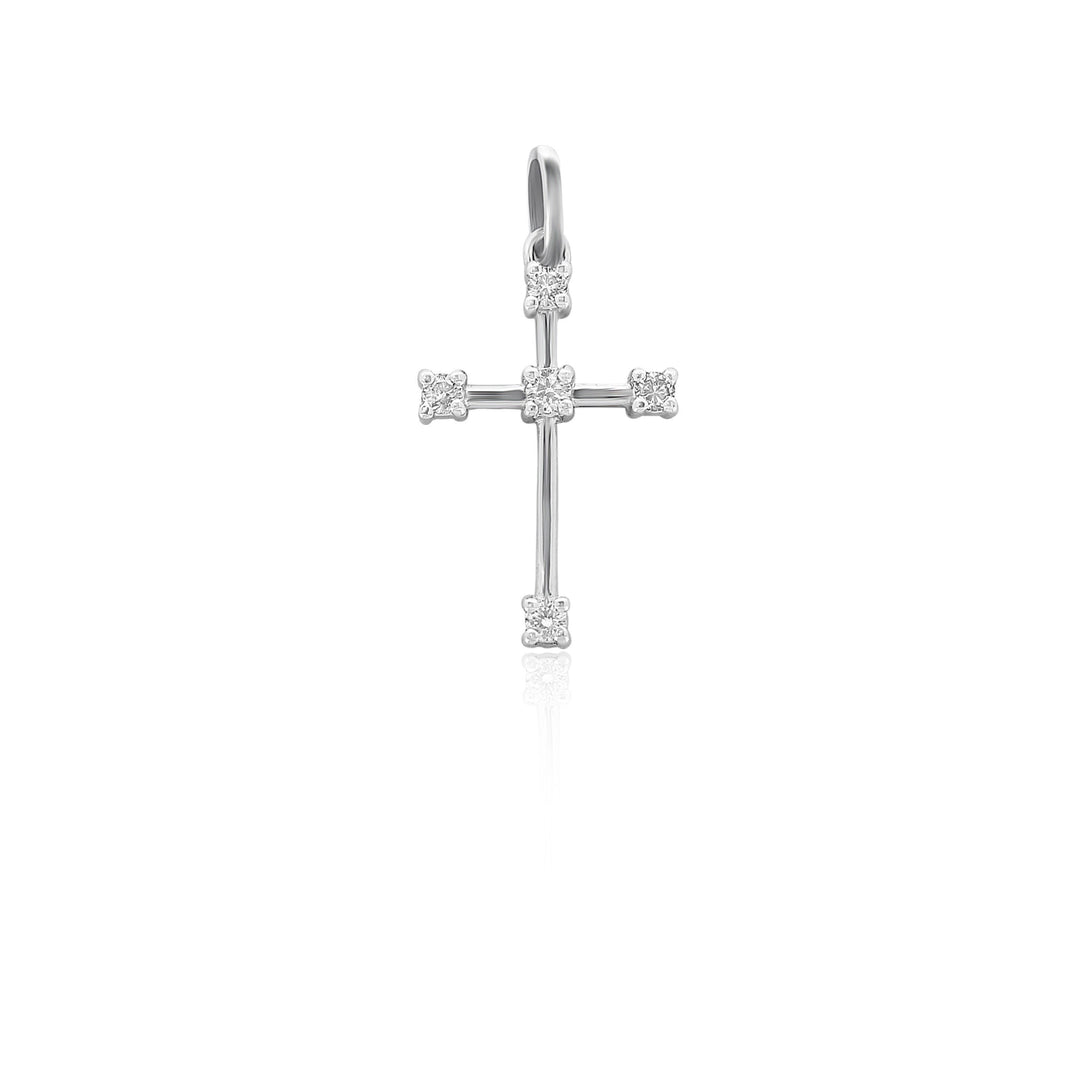 Cross Diamond Pendant in 14k Solid Gold, Natural Diamond Cross Necklace With Adjustable Chain, Half Bezel Setting, Communion Gift for her
