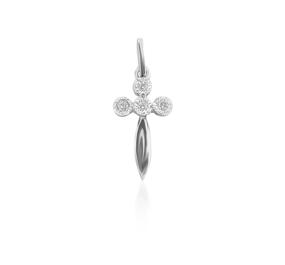 Cross Diamond Pendant in 14k Solid Gold, Natural Diamond Cross Necklace With Adjustable Chain, Bezel Setting, Communion Gift for her