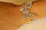 Load image into Gallery viewer, Butterfly Diamond Tennis Broad Bracelet in 14k Solid Gold, Marquise, Moissanite Bracelet, Italian Mesh chain Cocktail Bracelet, Gift for her
