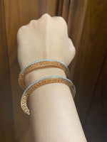 Load image into Gallery viewer, Filigree Diamond Bangle Bracelets, 14k Solid Gold Wedding Bangle, Moissanite Bracelet, Stacking Bangle, Gift for her
