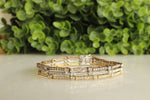 Load image into Gallery viewer, Trinity Tennis Bracelet, 14k Solid Gold, Natural Diamonds, Stacking Bracelet, Three Tone Bracelet, Pointer Eternity Bracelet, Gift For Her
