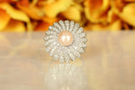 Load image into Gallery viewer, Cultured Pearl Flower Diamond Ring, Gemstone Diamond Ring, 14k Solid Gold, Natural Diamonds, Gift For Her
