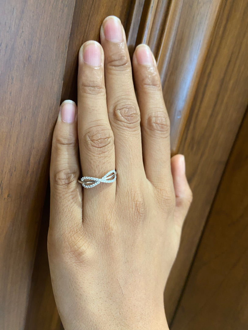 Criss Cross Infinity Diamond Ring, 14k Solid Gold, Natural Diamonds, Everyday Jewelry, Gift for her