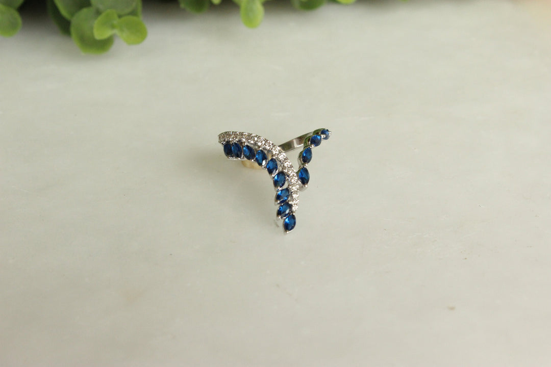 Blue Sapphire Diamond Ring In 14k Solid Gold, Birthstone Ring With Natural Diamonds, Gift for Women