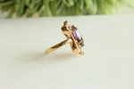 Load image into Gallery viewer, Amethyst Diamond Ring, 14k Solid Gold, Natural Diamonds, Cocktail Ring, Faceted Oval Ring, Gemstone Rings, Gift for her
