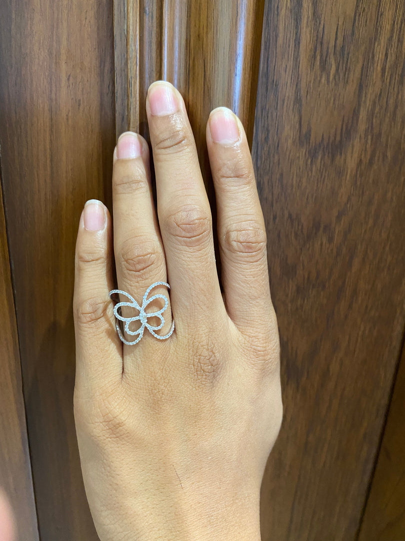 Dainty Butterfly Diamond Ring, 14k Solid Gold, Natural Diamonds, Everyday Ring, Gift for Her