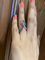 Load image into Gallery viewer, Blue Sapphire Diamond Ring In 14k Solid Gold, Birthstone Ring With Natural Diamonds, Gift for Women
