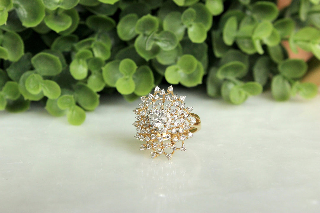 Solitaire Engagement Cocktail Diamond Ring, 14k Solid Gold Wedding Ring, Natural Diamonds, Bridal Jewelry, Gift for her