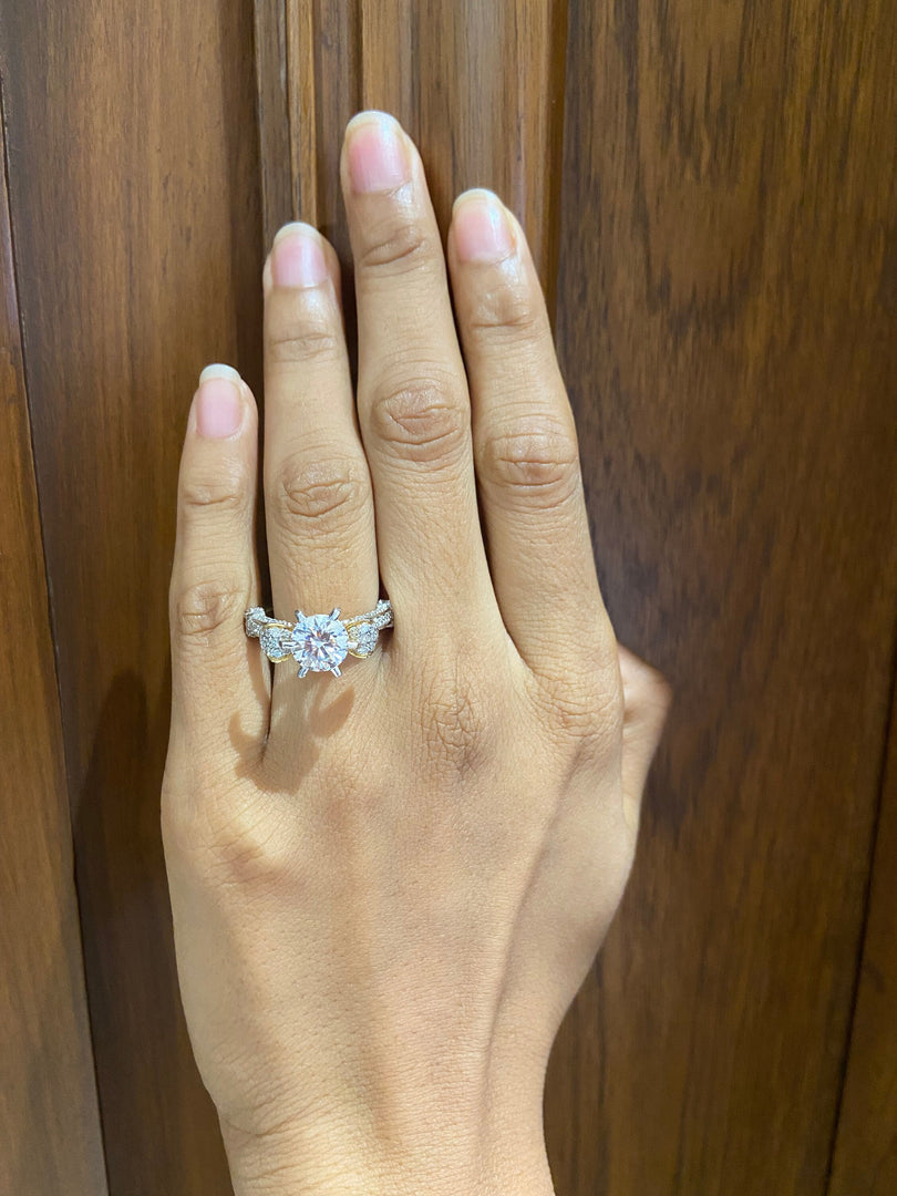 Solitaire Rose Design Diamond Ring, 14k Solid Gold Engagement Gift, Moissanite Ring, Gift For Her