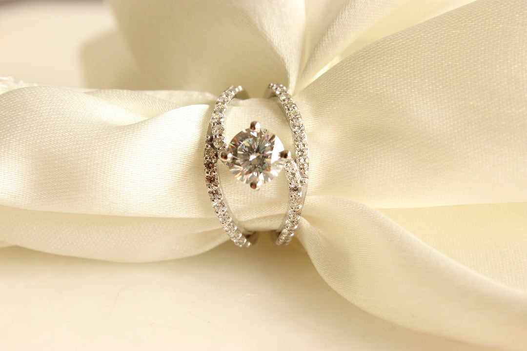 Solitaire Diamond Ring, Engagement Ring, Split Crossover Shank, 14k Solid Gold Ring, Natural Diamonds, Gift for her