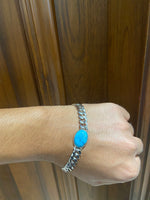 Load image into Gallery viewer, Turquoise Men&#39;s Bracelet, Miami Cuban Bracelet, Gemstone Bracelet, 14k Solid Gold, Chain &amp; Link Bracelet, Men&#39;s Jewelry
