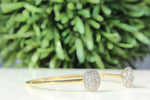 Load image into Gallery viewer, Circle Gold Bracelet, Cluster Setting Bracelet, Natural Diamonds Open Cuff, 14K Solid Gold, Gift for her
