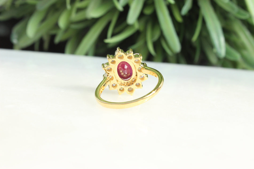 Ruby Diamond Gemstone Ring, 14k Solid Gold, July Gemstone, Birthstone Ring, Natural Diamonds, Gift for her
