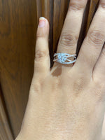 Load image into Gallery viewer, Solitaire Diamond Ring, Moissanite Engagement Ring, Crossover Shank Diamond Ring, Dual Tone, 14k Solid Gold, Gift For Her
