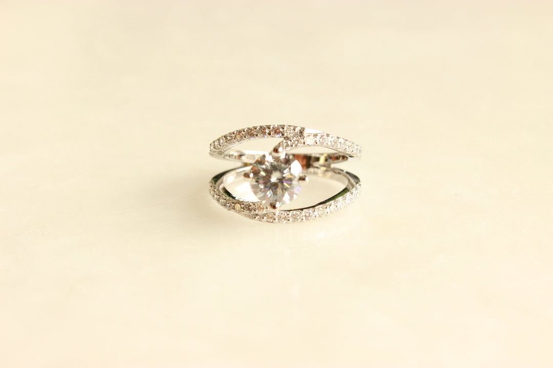 Solitaire Diamond Ring, Engagement Ring, Split Crossover Shank, 14k Solid Gold Ring, Natural Diamonds, Gift for her