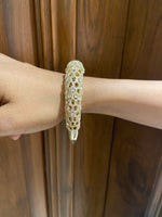 Load image into Gallery viewer, Citrine and Fancy Diamonds Cuff Bracelet, 14k Solid Gold, Moissanite Bracelet, Filigree Bracelet, Gift for her
