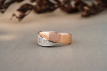 Load image into Gallery viewer, Wrap Gold Diamond Cuff Ring, 14K Solid Gold Band, Spiral Ring, Centre Open Twisted Ring, Natural Diamonds, Dual Tone, Gift for her
