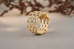 Load image into Gallery viewer, Criss cross diamond band, 14k solid gold, wedding broad band, natural diamonds, gift for her
