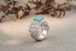 Load image into Gallery viewer, Aquamarine Diamond Ring In 14k Solid Gold, Birthstone Ring With Natural Diamonds, Gift for Her
