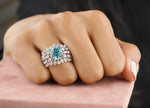Load image into Gallery viewer, Aquamarine Diamond Ring In 14k Solid Gold, Birthstone Ring With Natural Diamonds, Gift for Her
