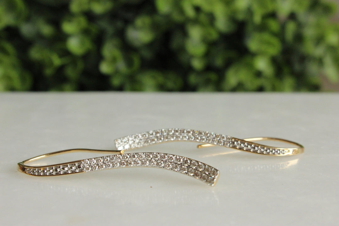 Diamond Dangle Earrings in 14k Solid Gold, Bridal Earrings, Natural Diamonds,  Gift for Ready To Ship, Women&#39;s Day Gift