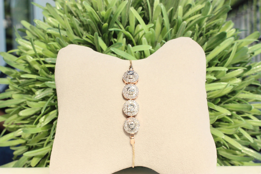 Diamond Circles Bolo Bracelet with Illusion setting in 14k Solid Gold, Natural Diamonds, Gift for her