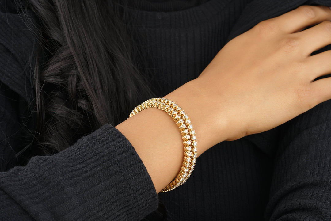 Solitaire Diamond Gold Bangle, 14k Solid Gold, Natural Diamonds, Stackable Bangle Bracelet, Gift for Her