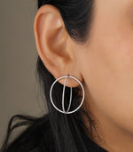 Load image into Gallery viewer, Round Overlapping Criss Cross Circle Hoop Earrings, 14k Solid Gold, Natural Diamonds, Gift for her
