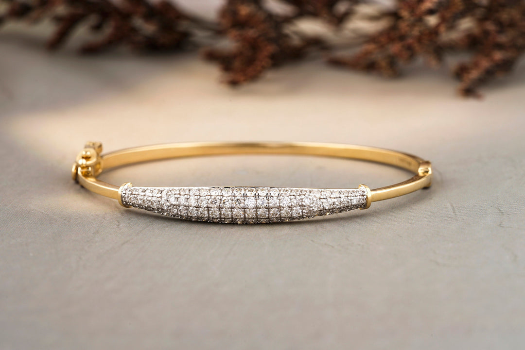 Diamond Bracelet in 14k Solid Gold, Sleek Charming Bracelet with Natural Diamonds, Gift for her
