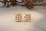 Load image into Gallery viewer, Stud Diamond Earrings, Chess board Design, 14k Solid Gold Earrings, Natural Diamonds, Gift for her
